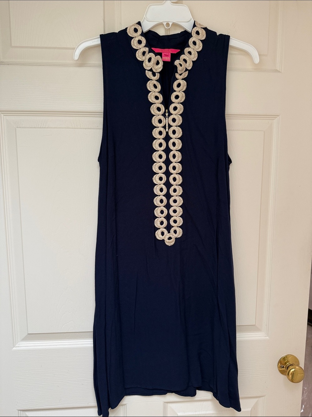 Lilly Pulitzer Navy Sleeveless Tunic with Cream Loop Trim